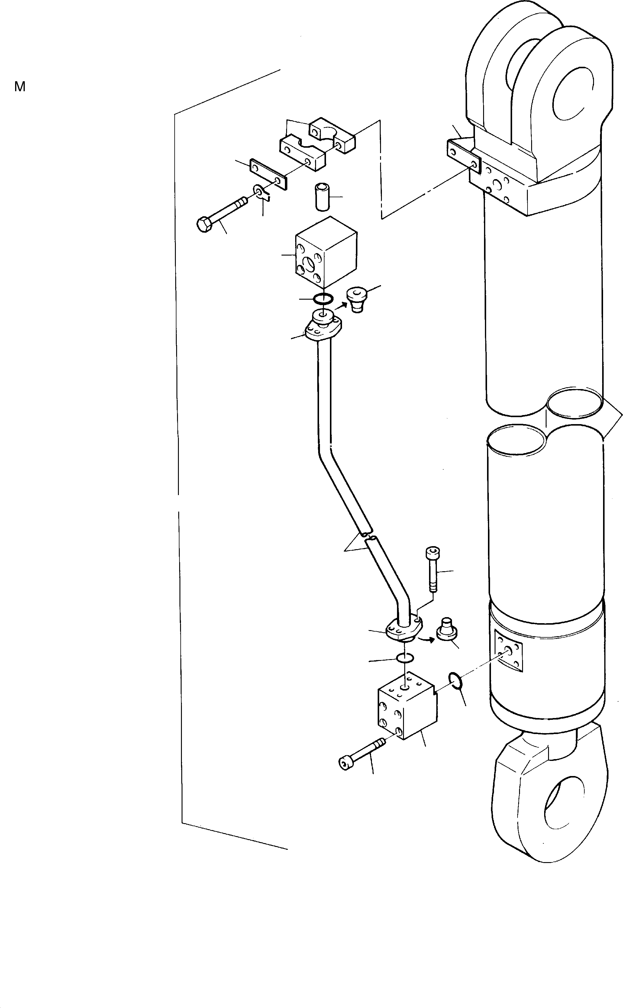 Komatsu parts book diagram for H285S S/N 78129: PIPING - STICK CYLINDER