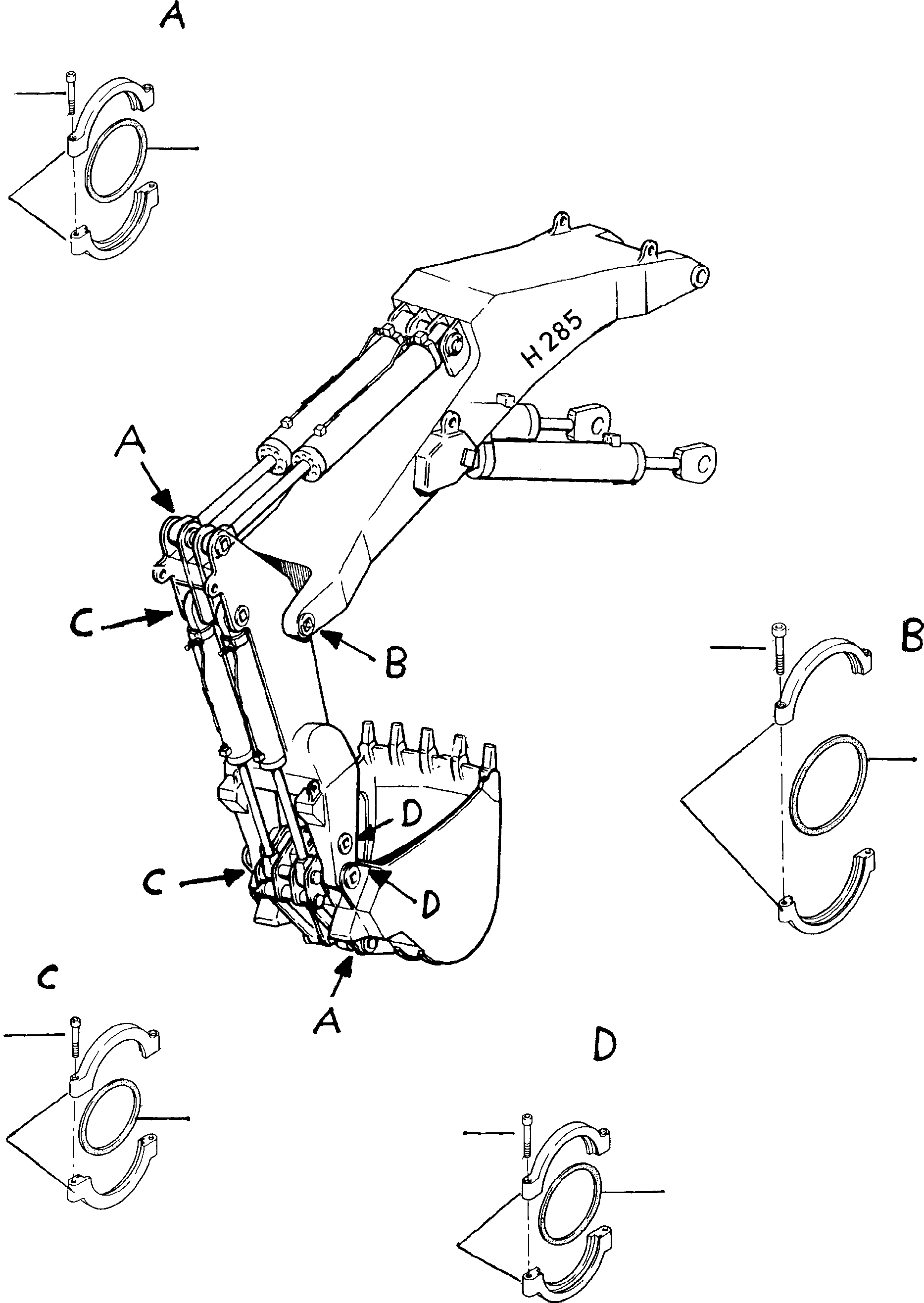 Komatsu parts book diagram for H285S S/N 78129: PIN SEALING