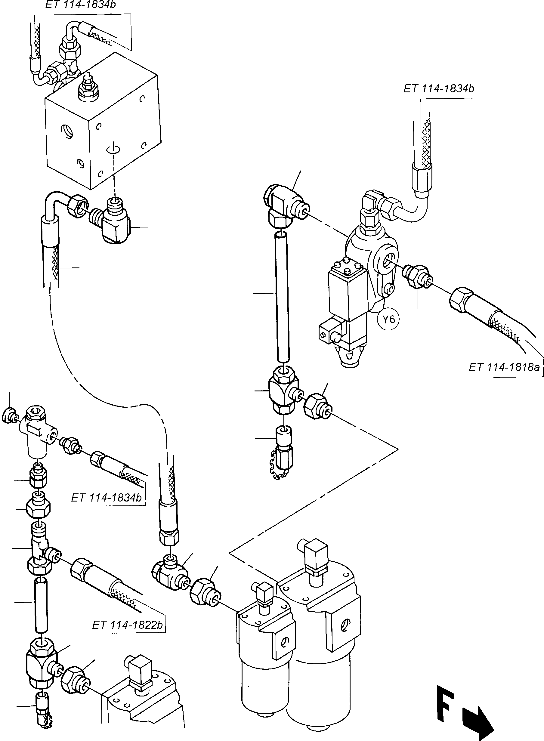 Komatsu parts book diagram for H285S S/N 78129: PIPING - CONTROL FRAME
