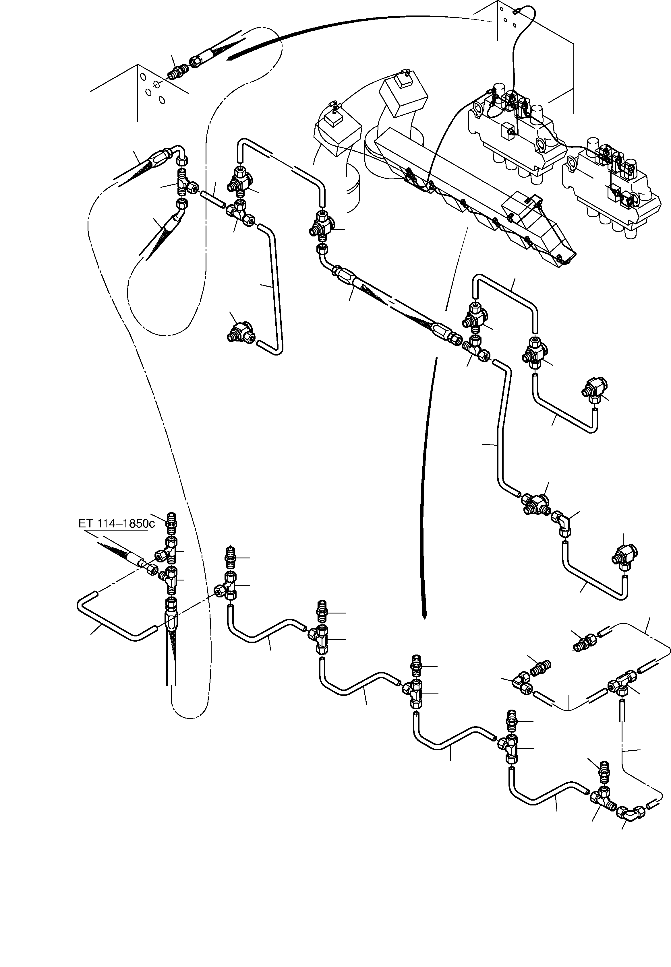 Komatsu parts book diagram for H285S S/N 78129: RETURN LINES (SECONDARY VALVE)