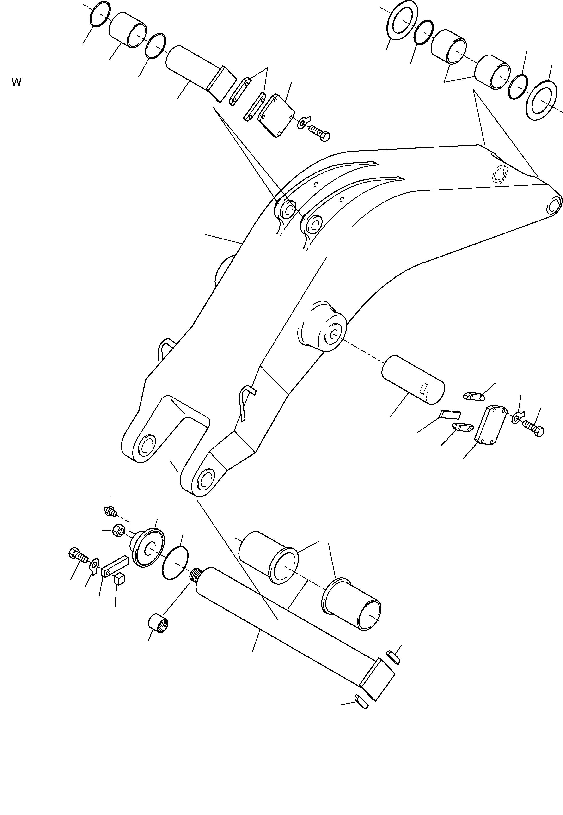 Komatsu parts book diagram for H285S S/N 78129: BACKHOE - BOOM