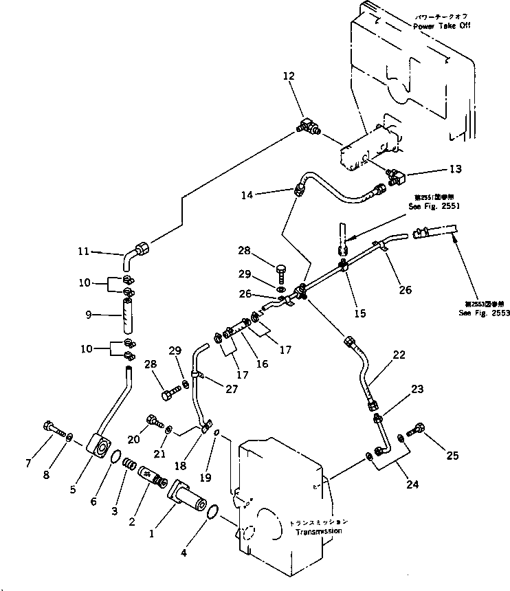 Road Cutters Komatsu / GC380F-1 S/N 10001-UP(gc380f0r) / LUBRICATION PIPING (TRANSMISSION)(#10001-10008)(060150 : 2552)