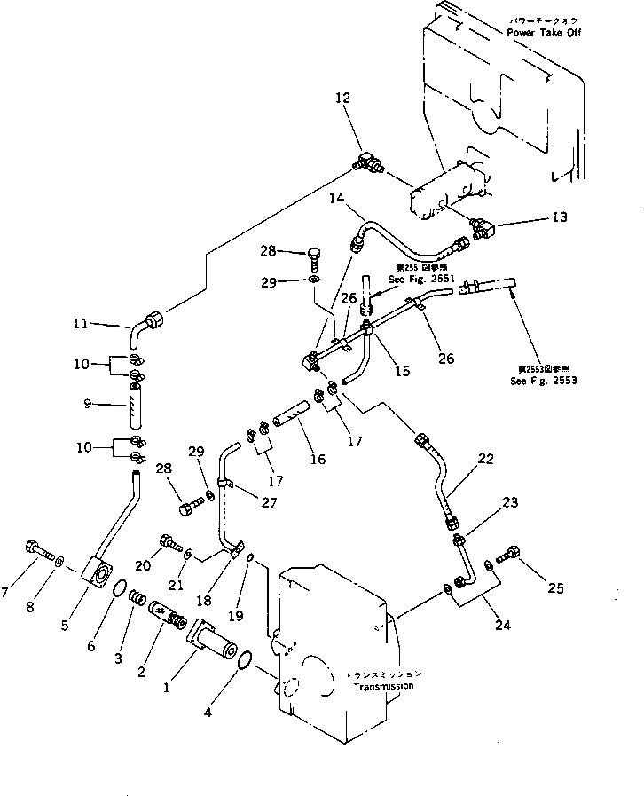 Road Cutters Komatsu / GC380F-1 S/N 10001-UP(gc380f0r) / LUBRICATION PIPING (TRANSMISSION)(#10009-)(060160 : 2552A)