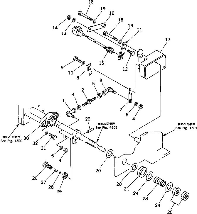 Road Cutters Komatsu / GC380F-1 S/N 10001-UP(gc380f0r) / TRAVEL CONTROL (LEVER AND LINKAGE) (3/3)(120090 : 4503)