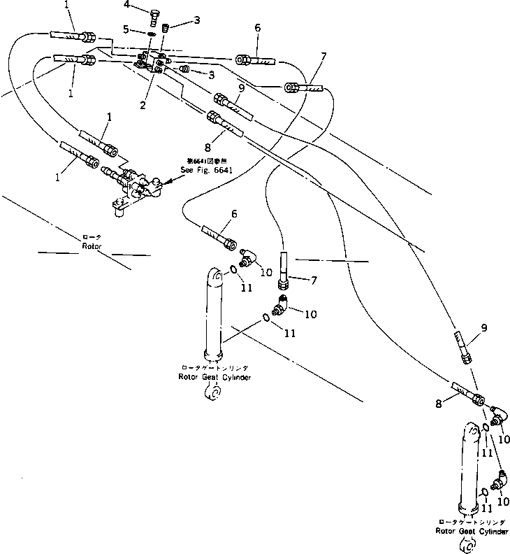 Road Cutters Komatsu / GC380F-1 S/N 10001-UP(gc380f0r) / HYDRAULIC PIPING (CONTROL VALVE TO GATE CYLINDER) (2/2)(180310 : 6642)