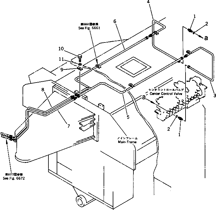 Road Cutters Komatsu / GC380F-1 S/N 10001-UP(gc380f0r) / HYDRAULIC PIPING (CONTROL VALVE TO FEEDR 1ST FOLD CYLINDER (1/2)(180360 : 6671)