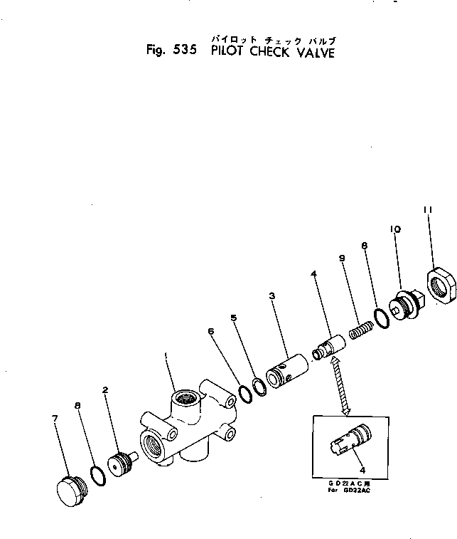 Graders Komatsu / GD22H-1 S/N 1003-UP(gd22h-1r) / PILOT CHECK VALVE(150110 : 535)