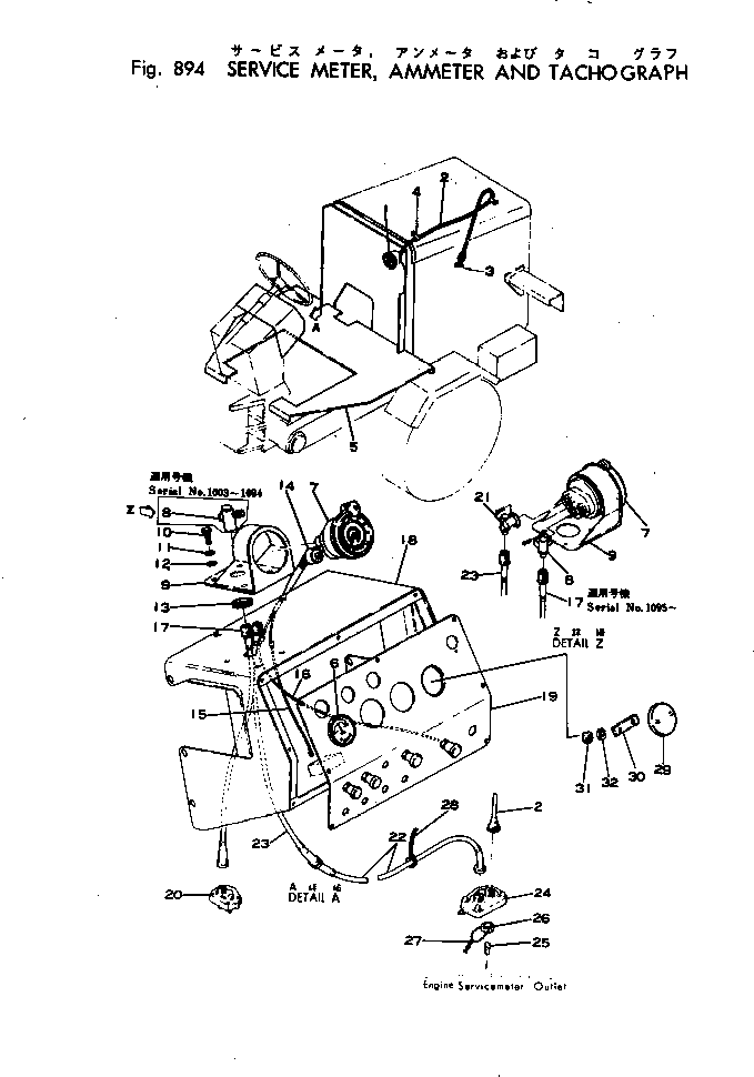 Graders Komatsu / GD22H-1 S/N 1003-UP(gd22h-1r) / SERVICE METER¤ AMMETER AND TACHOGRAPH(180260 : 894)