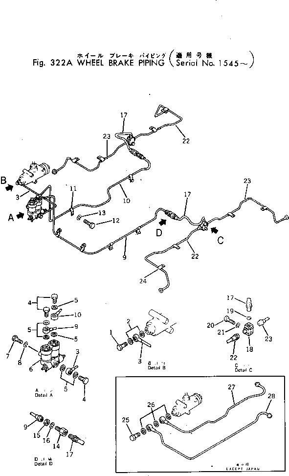 Graders Komatsu / GD30-4 S/N 185-UP(gd30-4c) / WHEEL BRAKE PIPING(#1545-)(090160 : 322A)