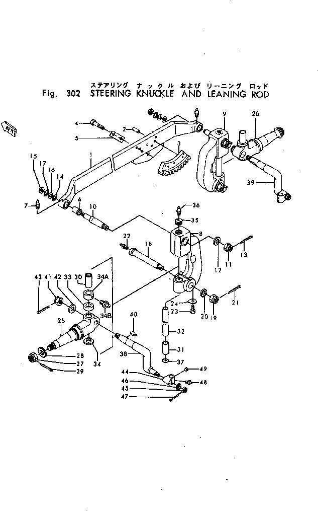 Graders Komatsu / GD30-4 S/N 185-UP(gd30-4r) / STEERING KNUCKLE AND LEANING ROD(090020 : 302)