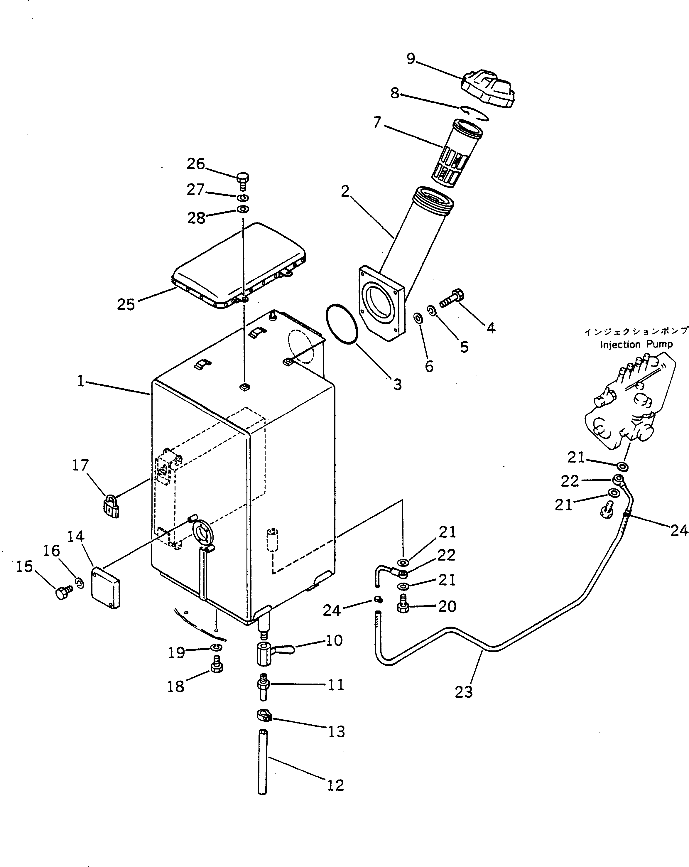Graders Komatsu / GD300A-1 S/N 2001-UP(gd300a-c) / FUEL TANK (FOR ROPS CAB)(030080 : 142)