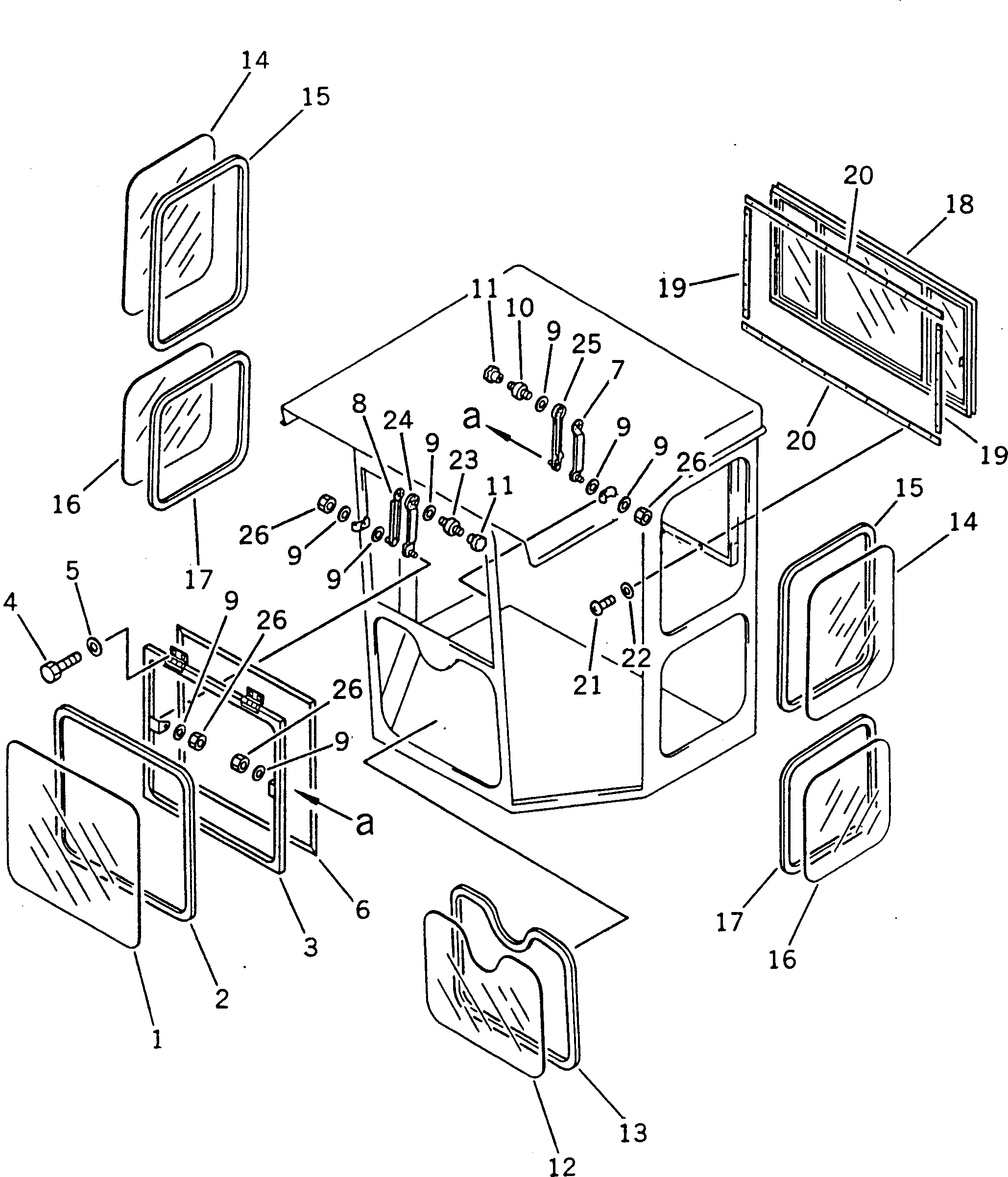 Graders Komatsu / GD300A-1 S/N 2001-UP(gd300a-c) / STEEL CAB (2/5) (WINDOW GLASS)(240080 : 822)