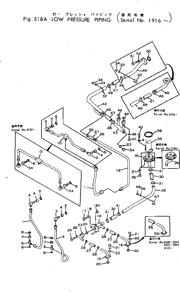Graders Komatsu / GD31-3H S/N 1501-UP(gd31-3hr) / LOW PRESSURE PIPING(#1916-)(150180 : 518A)