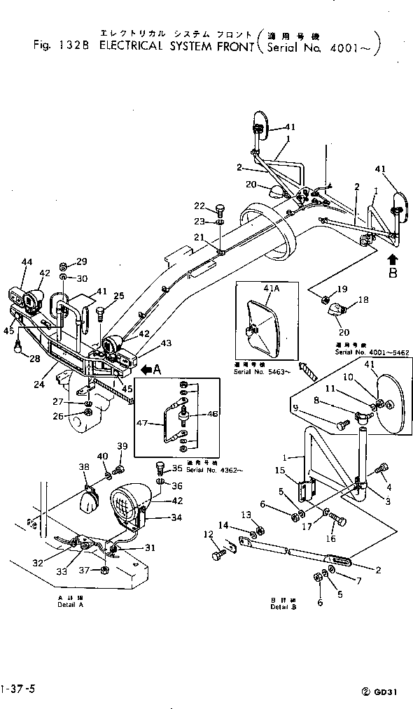 Graders Komatsu / GD31RC-3A S/N 4001-UP(gd31rc-c) / ELECTRICAL SYSTEM (FRONT)(030050 : 132B)