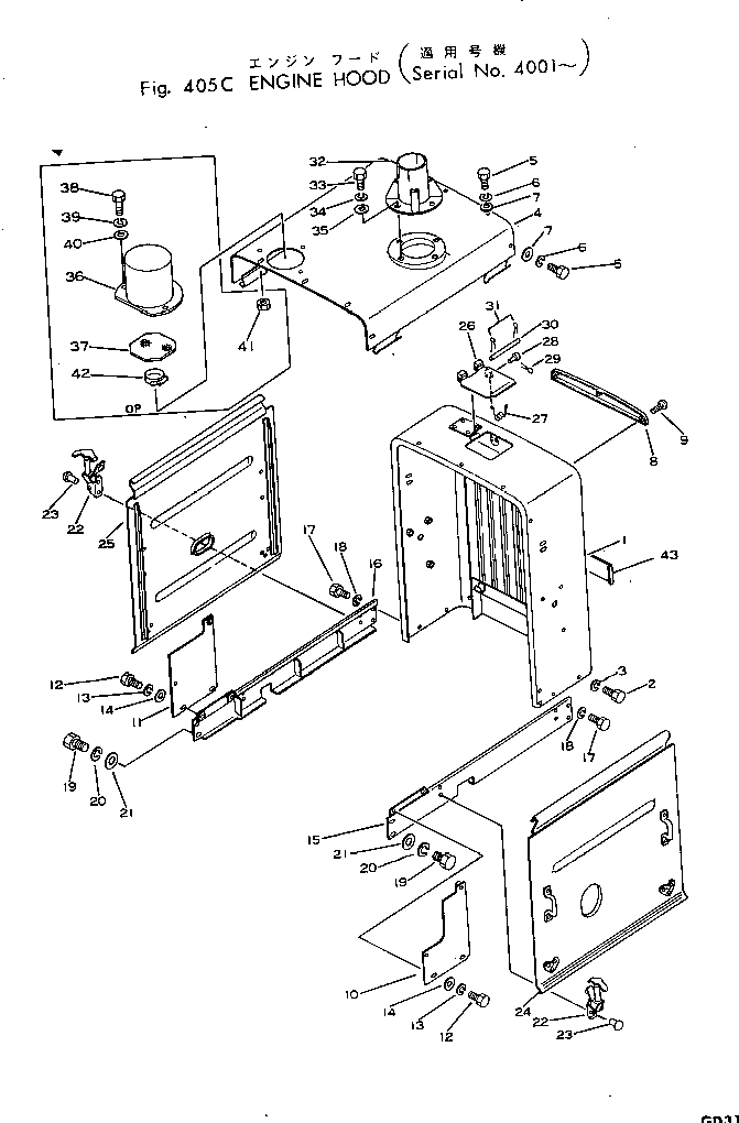 Graders Komatsu / GD31RC-3A S/N 4001-UP(gd31rc-c) / ENGINE HOOD AND ENGINE SIDE PANEL(120030 : 405C)