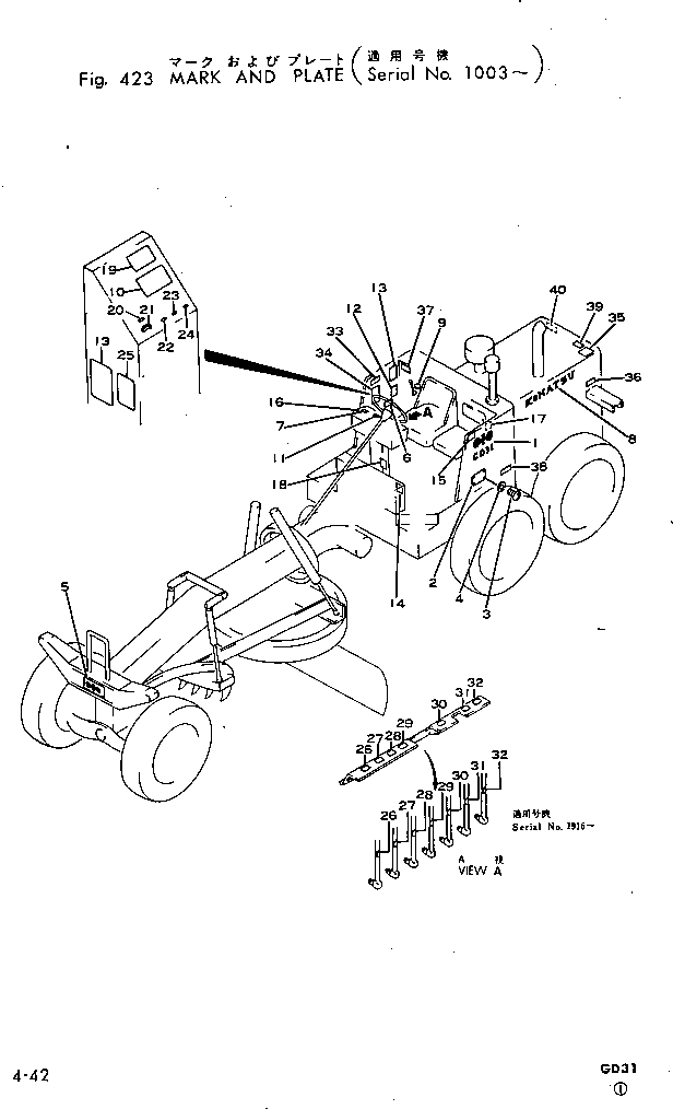 Graders Komatsu / GD31RC-3A S/N 4001-UP(gd31rc-c) / MARK AND PLATE(120070 : 423)