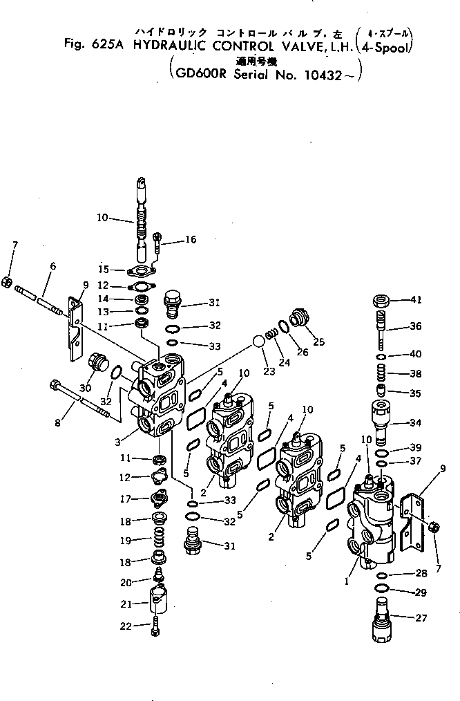 Graders Komatsu / GD600R-1 S/N 10002-UP(gd600r-c) / HYDRAULIC CONTROL VALVE ? L.H. (4-SPOOL)(#10432-)(180110 : 625A)