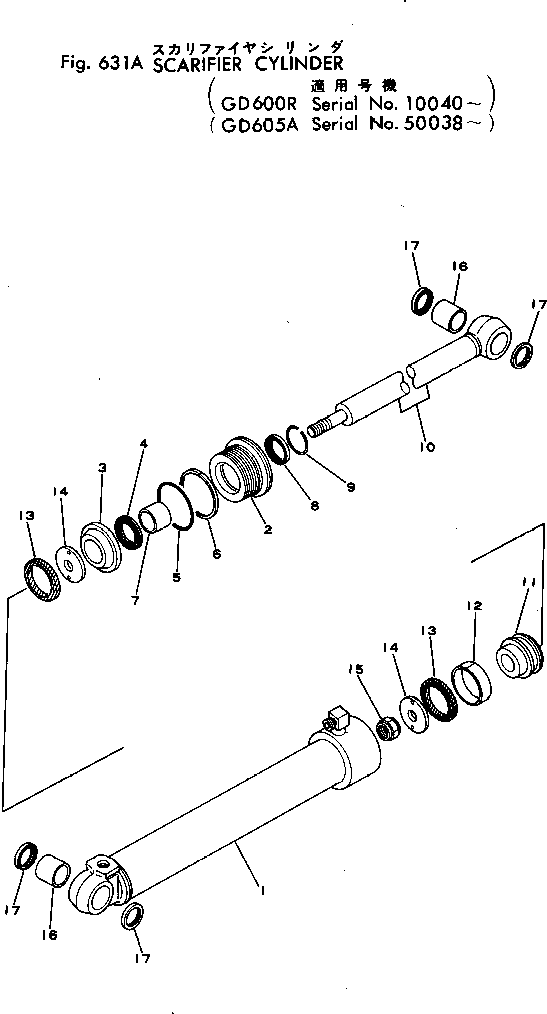 Graders Komatsu / GD600R-1 S/N 10002-UP(gd600r-c) / SCARIFIER CYLINDER(#10040-)(180150 : 631A)