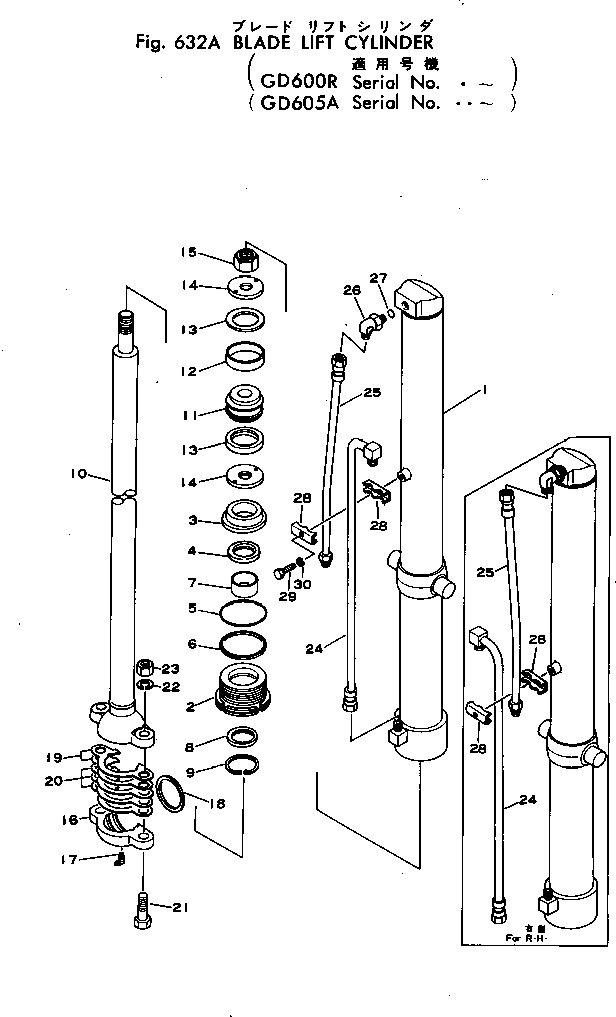 Graders Komatsu / GD600R-1 S/N 10002-UP(gd600r-c) / BLADE LIFT CYLINDER(#.-)(180170 : 632A)