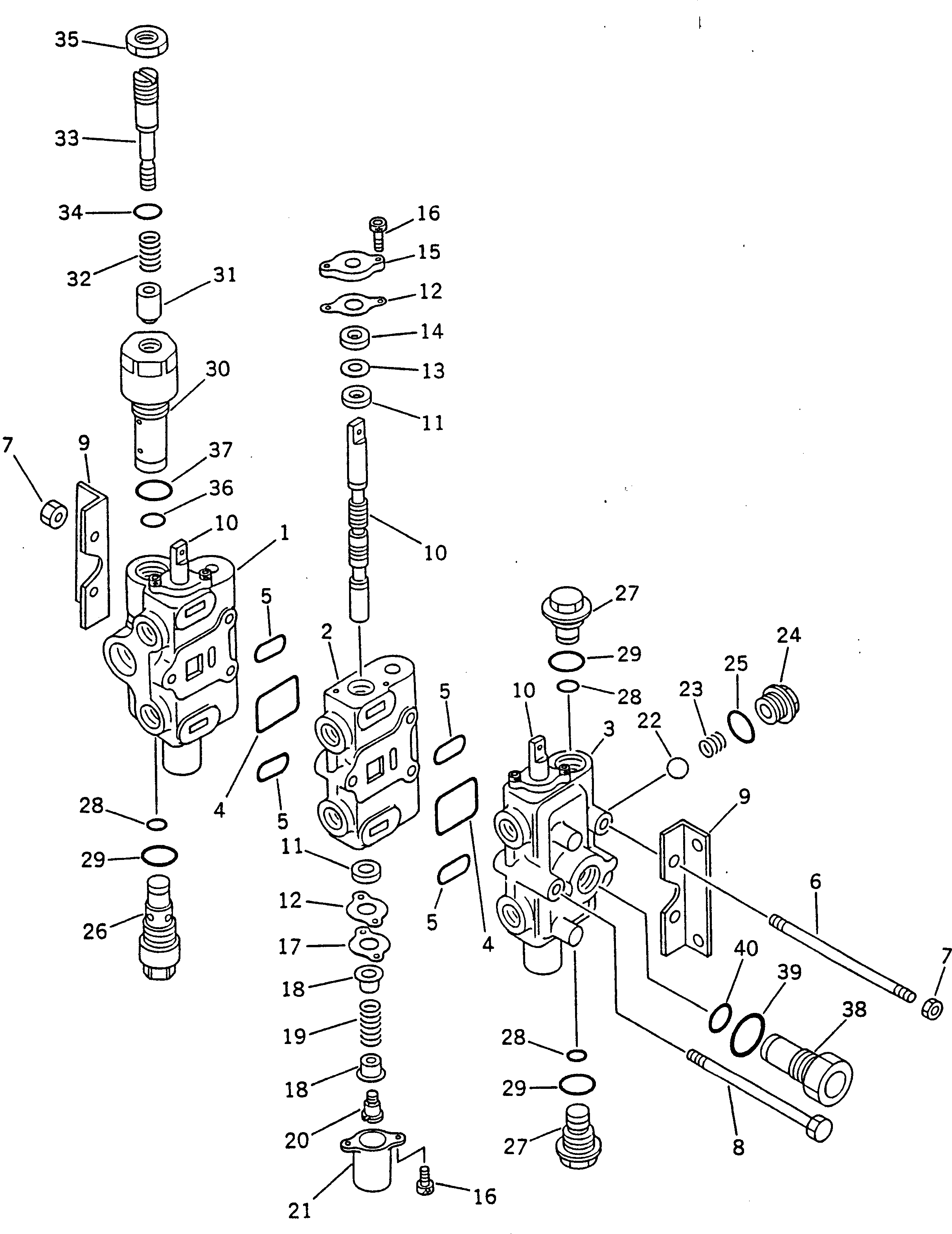 Graders Komatsu / GD600R-3 S/N 14001-UP(gd600r0c) / HYDRAULIC CONTROL VALVE ? R.H. (3-SPOOL)(180050 : 623)