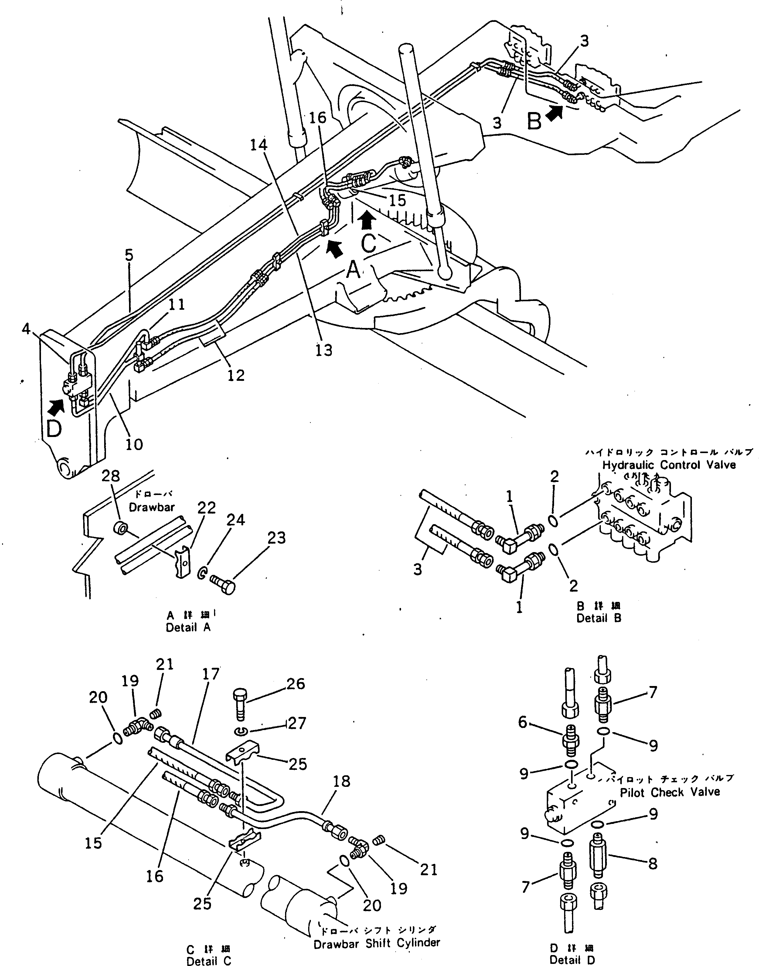 Graders Komatsu / GD600R-3 S/N 14001-UP(gd600r0c) / DRAWBAR SIDE SHIFT PIPING(180230 : 653)