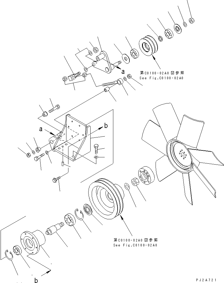 Graders Komatsu / GD655-3 S/N 1001-UP(gd655-3r) / ENGINE COOLING (BLOWER FAN AND RELATED PARTS)(060010 : C0100-01A0)