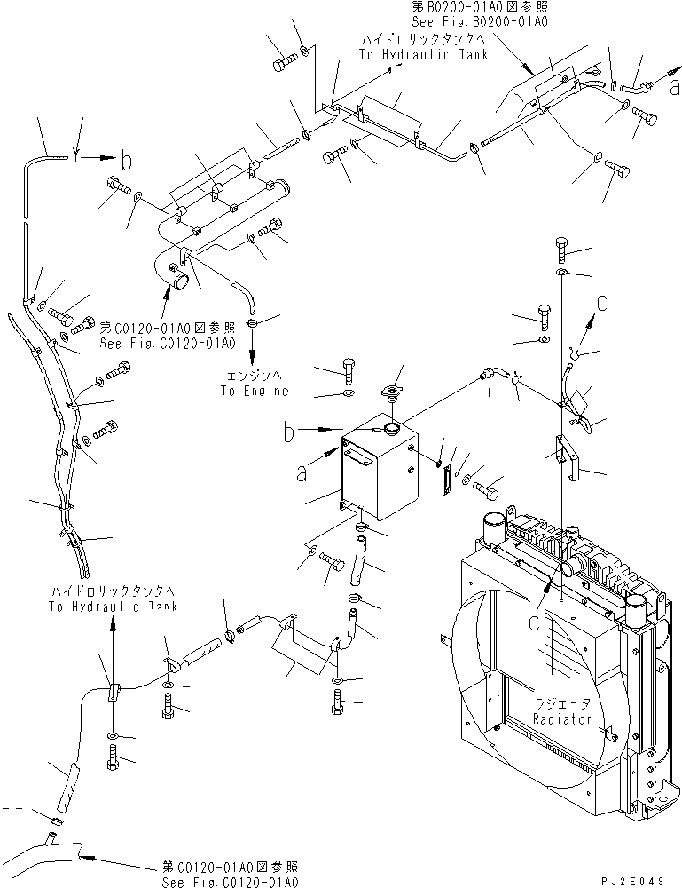Graders Komatsu / GD655-3 S/N 1001-UP(gd655-3r) / RADIATOR (SUB TANK AND PIPING)(060050 : C0120-02A0)