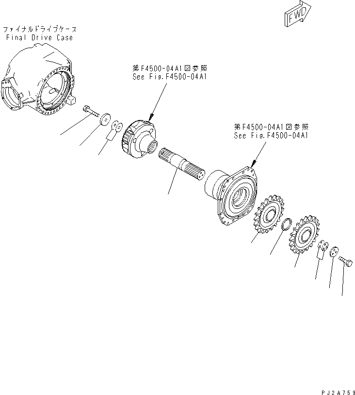 Graders Komatsu / GD675-3 S/N 50001-UP (For North America)(gd675-3c) / REAR AXLE (FINAL DRIVE) (TORQUE SHAFT) (DIFFERENTIAL LOCK TYPE)(150170 : F4500-05A1)