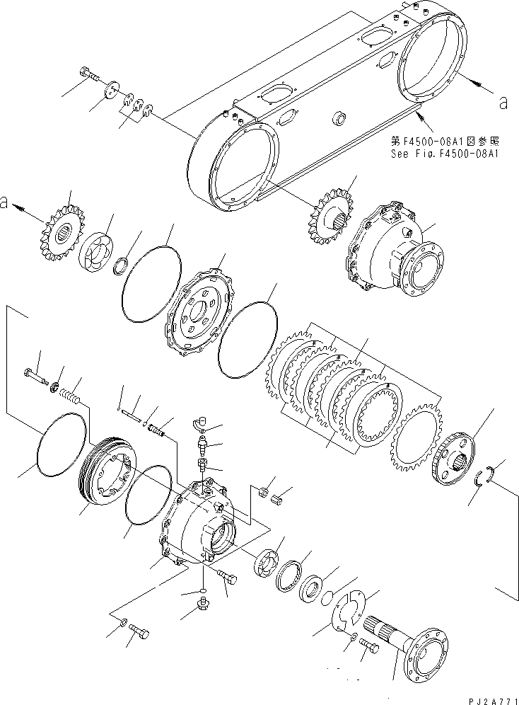 Graders Komatsu / GD675-3 S/N 50001-UP (For North America)(gd675-3c) / REAR AXLE (TANDEM DRIVE) (REAR PLANETARY) (DIFFERENTIAL LOCK TYPE)(150310 : F4500-11A1)