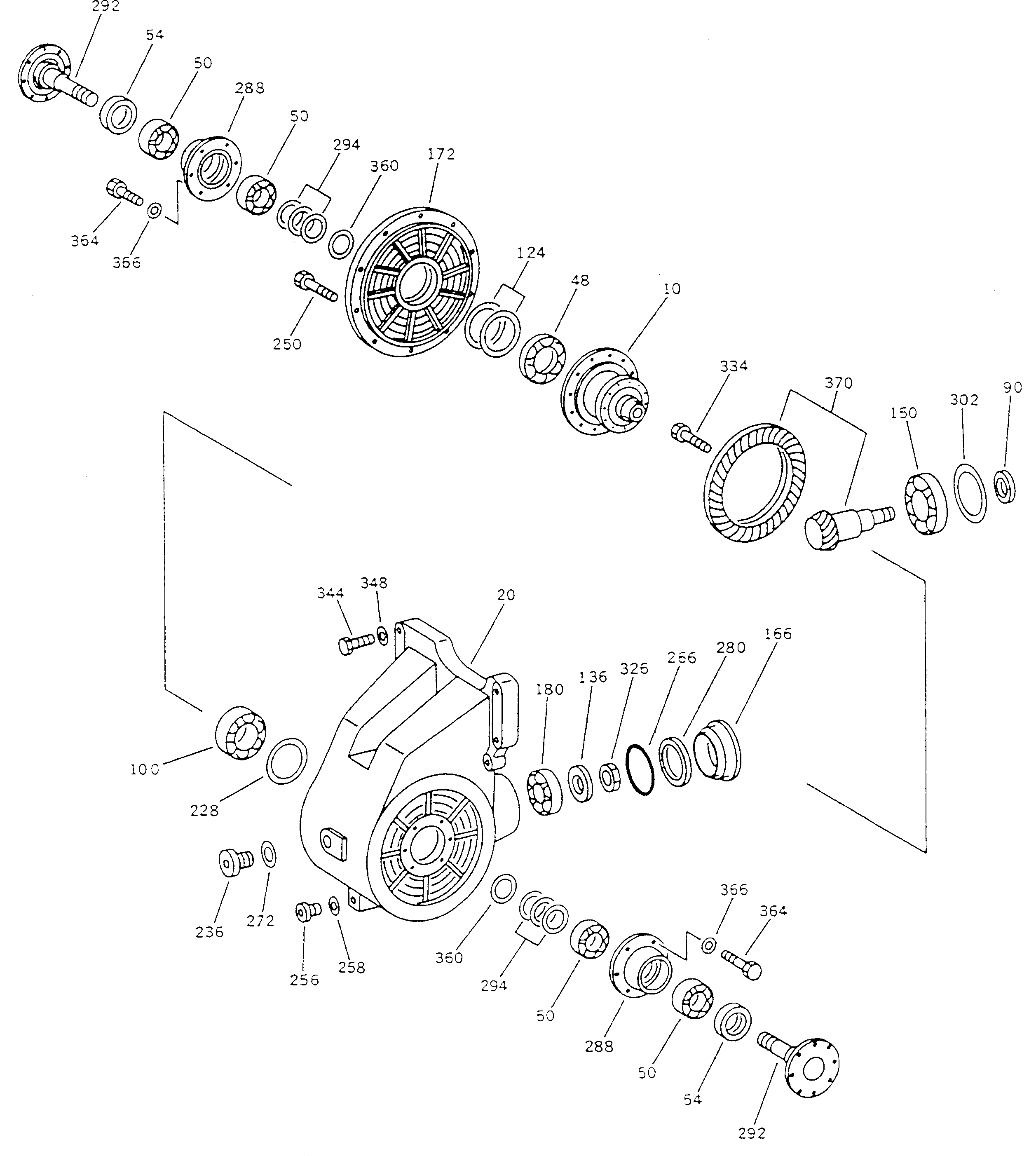 Komatsu parts book diagram for HA250-3 S/N 303001-UP (ZF Transmission Installed): FRONT DIFFERENTIAL CASE(#303072-)
