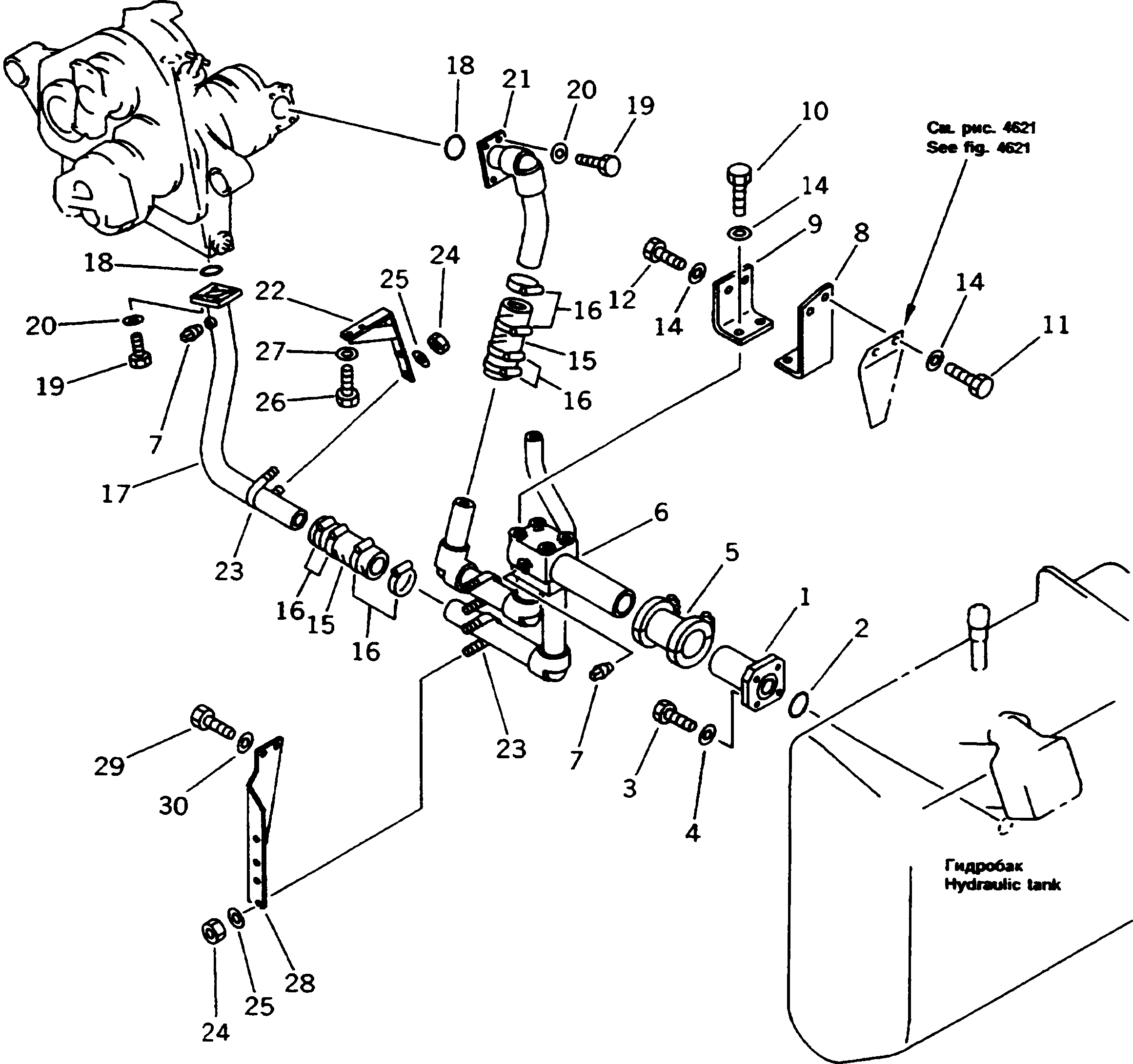 Dump Trucks Komatsu / HD1200-1 S/N 1818-UP (For C.I.S. / Chassis only)(hd1200-c) / OIL PIPING (RESERVOIR - PUMP) (1/2)(180180 : 6501)