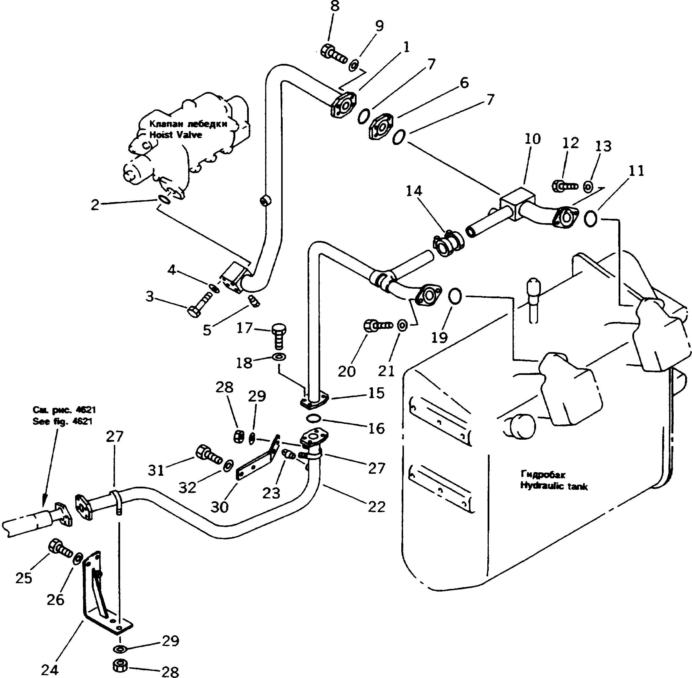 Dump Trucks Komatsu / HD1200-1 S/N 1818-UP (For C.I.S. / Chassis only)(hd1200-c) / OIL PIPING (VALVE - RESERVOIR)(180220 : 6505)