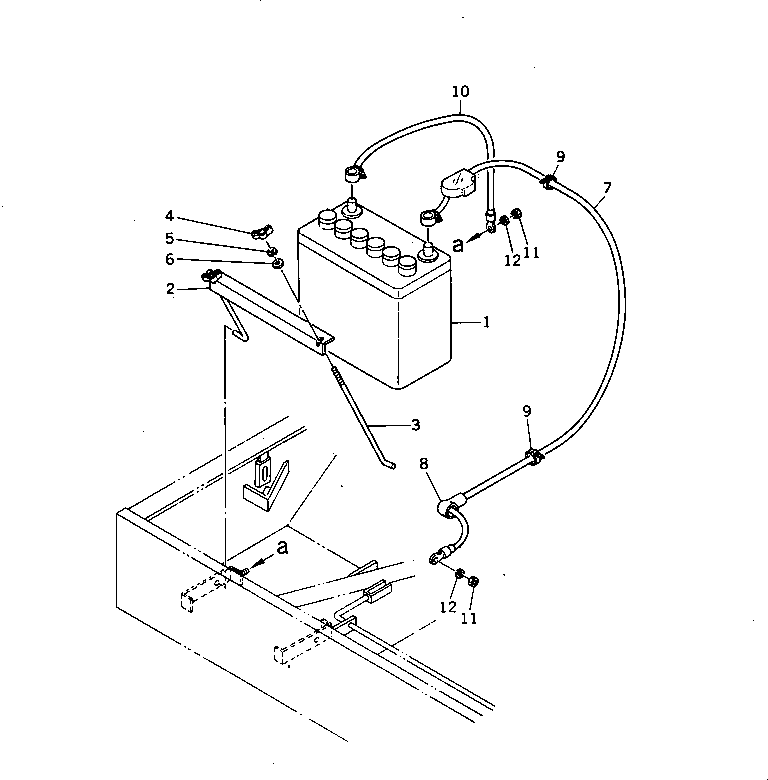 Komatsu parts book diagram for HD20-1 S/N 00001-UP: BATTERY AND CABLE