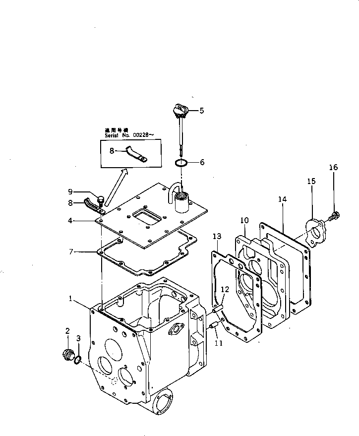 Komatsu parts book diagram for HD20-1 S/N 00001-UP: TRANSMISSION (CASE) (1/3)