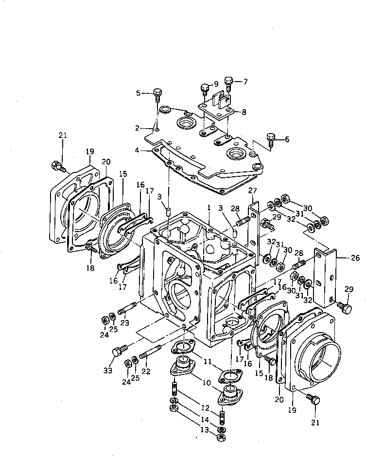 Komatsu parts book diagram for HD20-1 S/N 00001-UP: STEERING CLUTCH (CASE) (1/2)