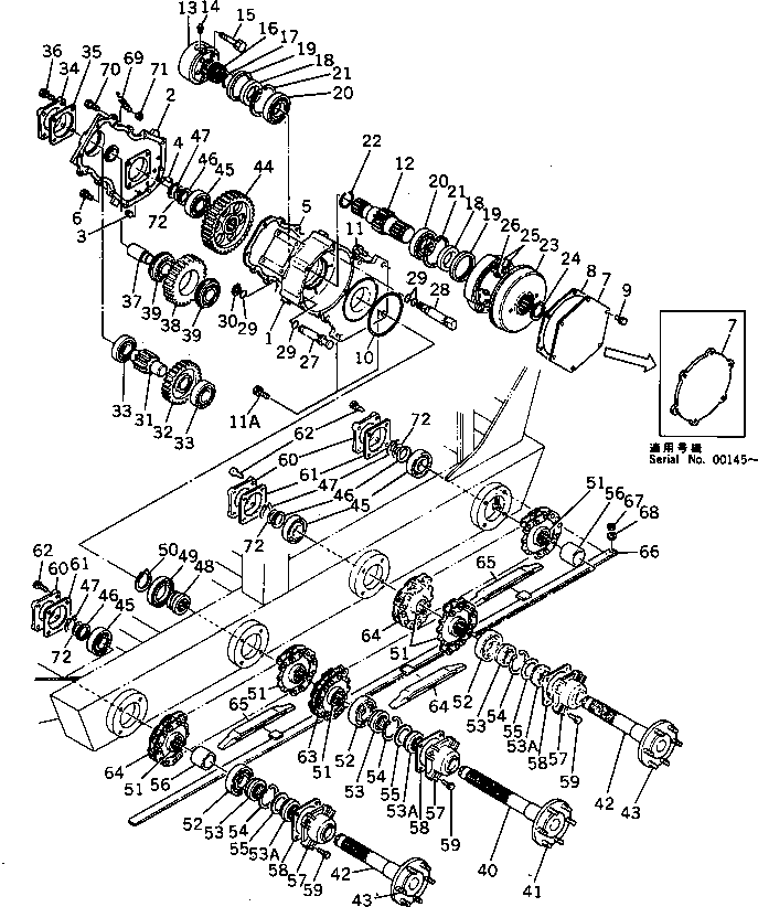 Komatsu parts book diagram for HD20-1 S/N 00001-UP: FINAL DRIVE AND BRAKE