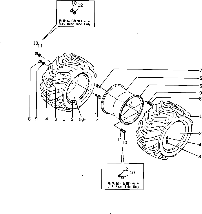 Komatsu parts book diagram for HD20-1 S/N 00001-UP: WHEEL