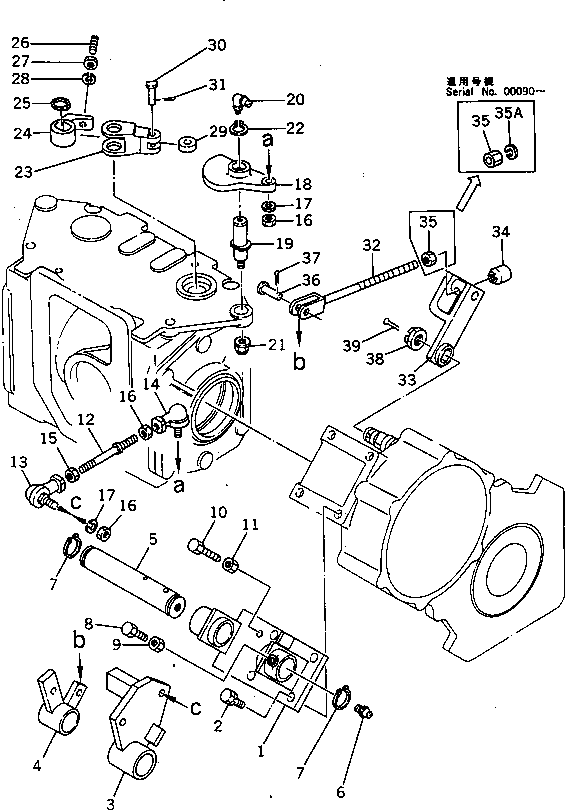 Komatsu parts book diagram for HD20-1 S/N 00001-UP: STEERING CONTROL LEVER AND LINKAGE (2/2)