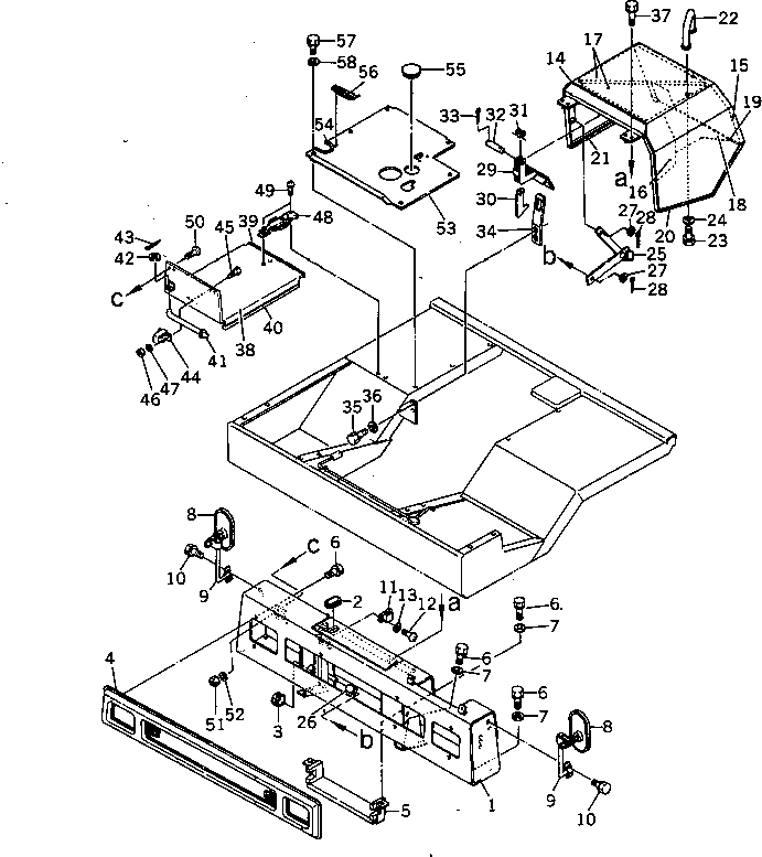 Komatsu parts book diagram for HD20-1 S/N 00001-UP: GUARD AND BONNET(#00001-00219)