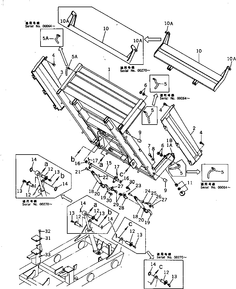 Komatsu parts book diagram for HD20-1 S/N 00001-UP: DUMP BODY