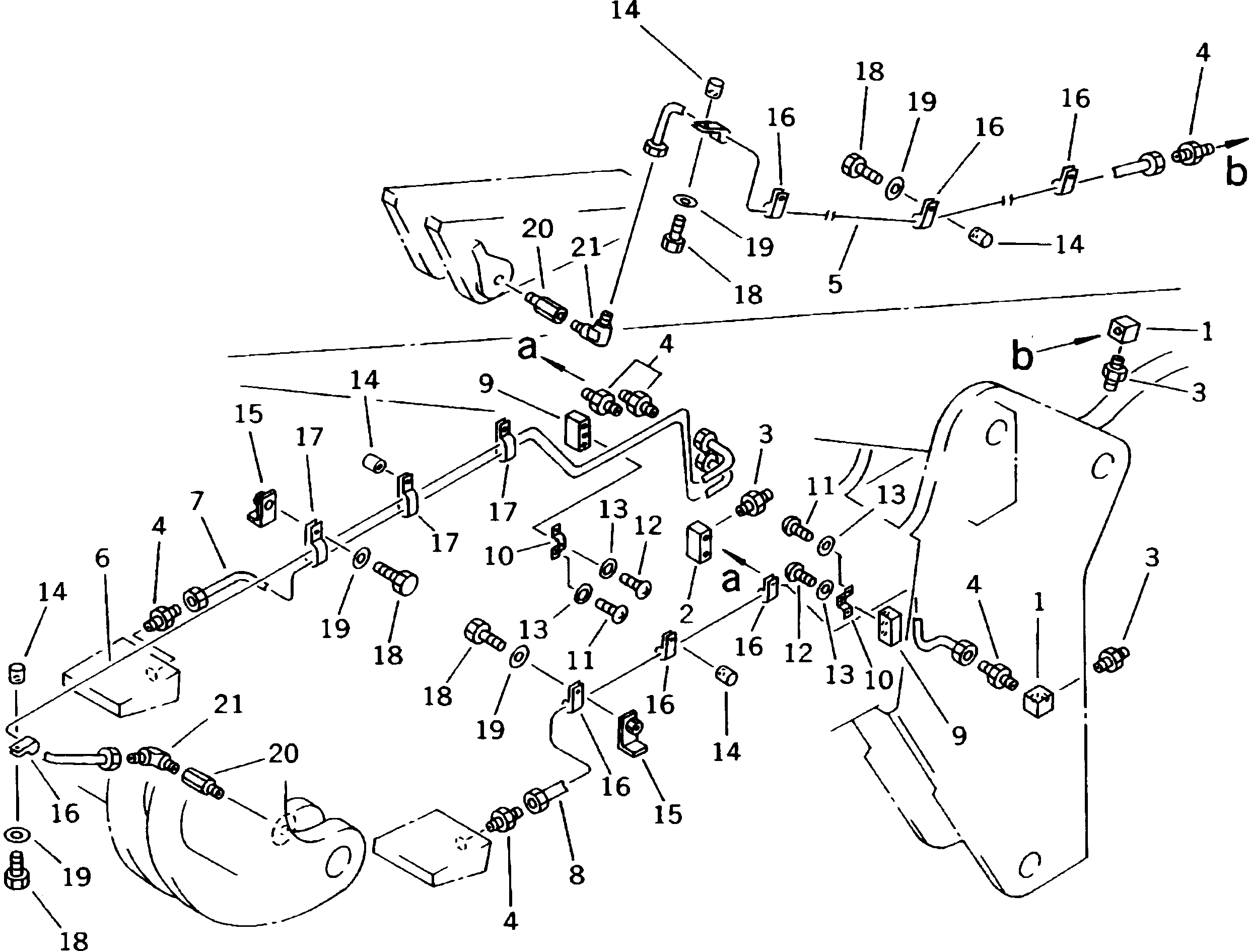 Dump Trucks Komatsu / HD205-3 S/N 1003-UP(hd205-3c) / REAR LUBRICATING PIPING (PART GREASE FITTING)(#1821-)(150050 : 5017)