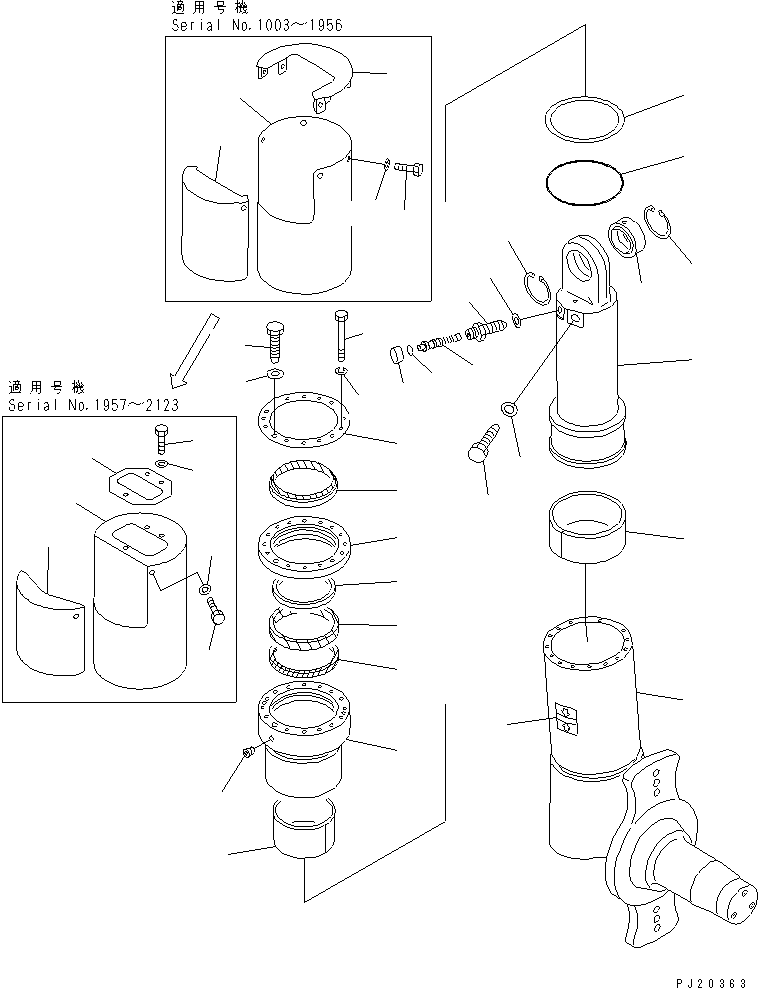 Dump Trucks Komatsu / HD205-3 S/N 1003-UP(hd205-3c) / FRONT SUSPENSION(#1003-2123)(150060 : 5101)