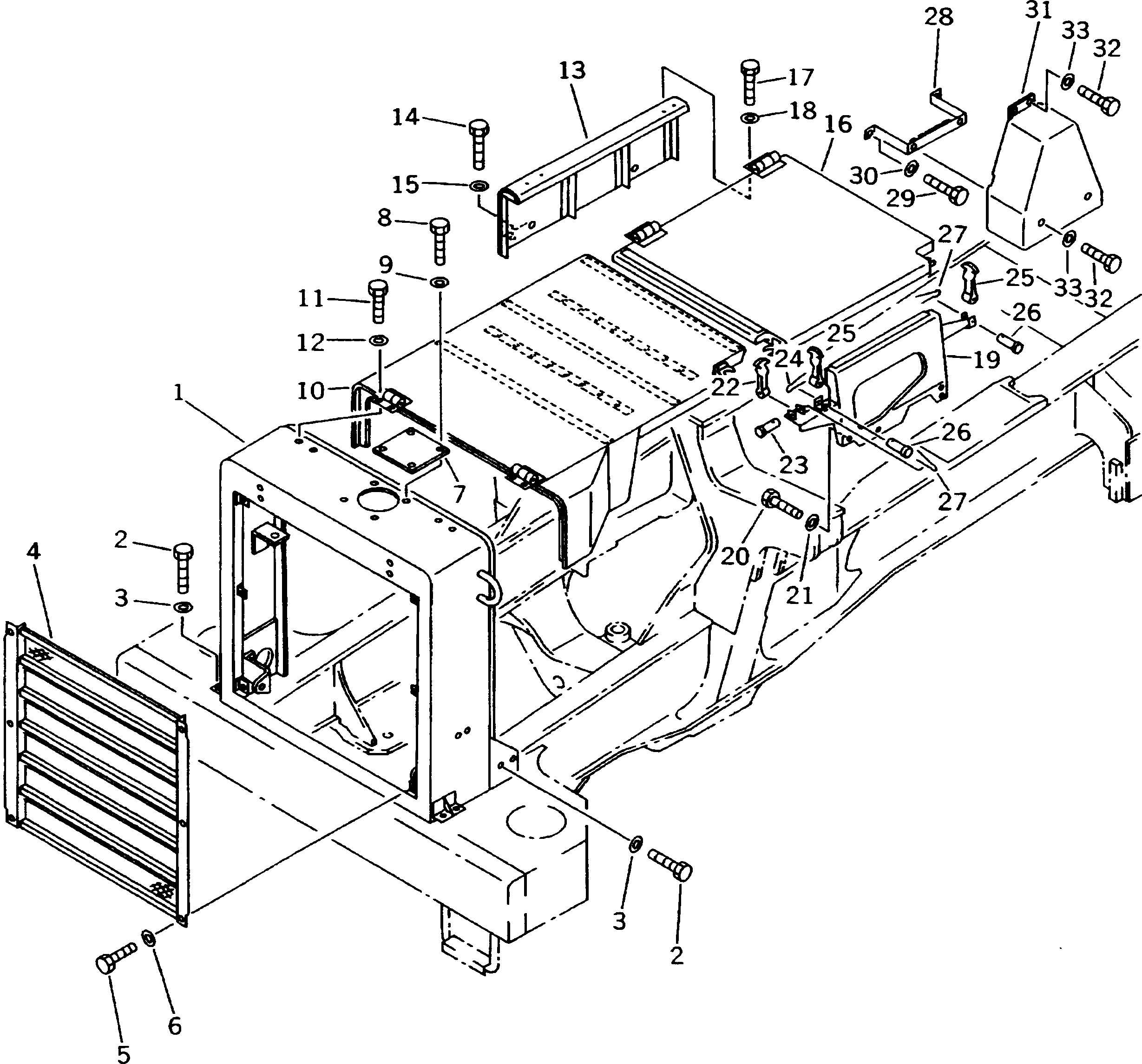 Dump Trucks Komatsu / HD205-3 S/N 1003-UP(hd205-3c) / GUARD (1/4) (RADIATOR GUARD AND HOOD)(#1266-)(150100 : 5201A)