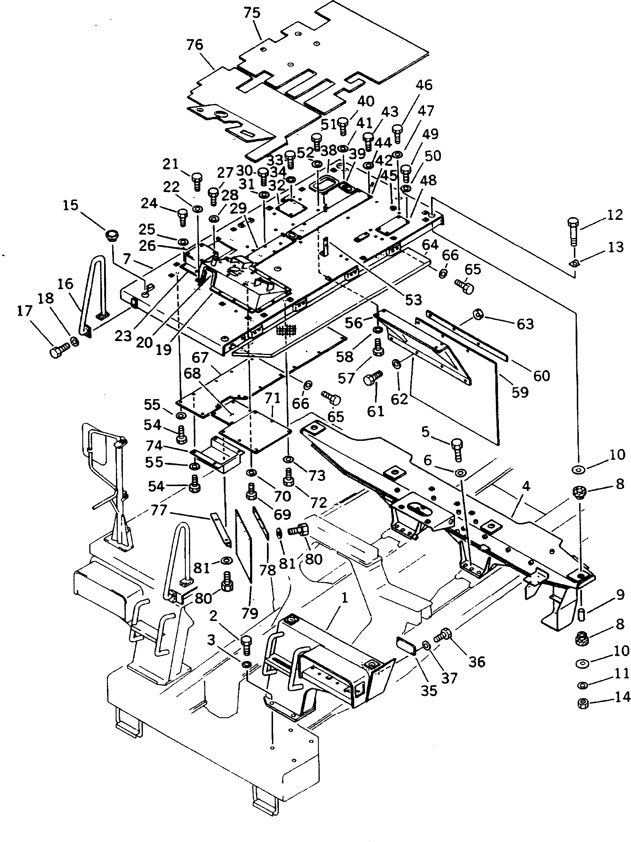 Dump Trucks Komatsu / HD205-3 S/N 1003-UP(hd205-3c) / GUARD (3/4) (L.H. SUPPORT AND REAR SUPPORT)(150120 : 5203)