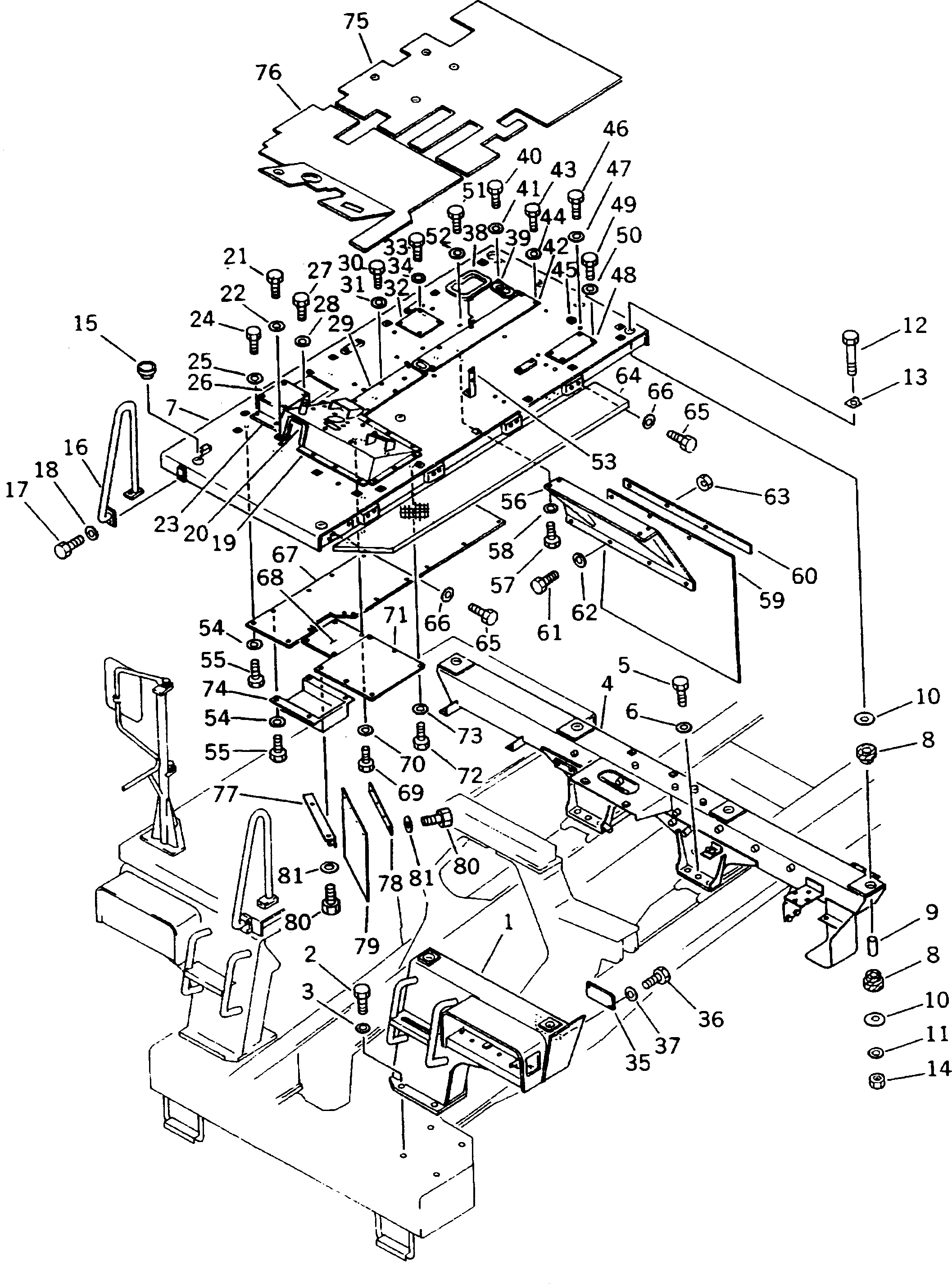 Dump Trucks Komatsu / HD205-3 S/N 1003-UP(hd205-3c) / GUARD (2/4) (L.H. SUPPORT AND REAR SUPPORT) (FOR CHINA)(150160 : 5212)