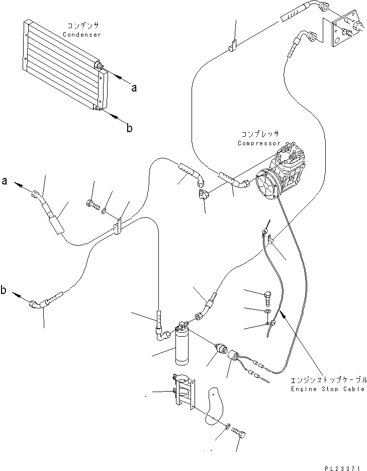 Dump Trucks Komatsu / HD205-3 S/N 1003-UP(hd205-3c) / AIR CONDITIONER (2/6) (AIR COMPRESSOR PIPING)(#1003-2083)(150320 : 5502)
