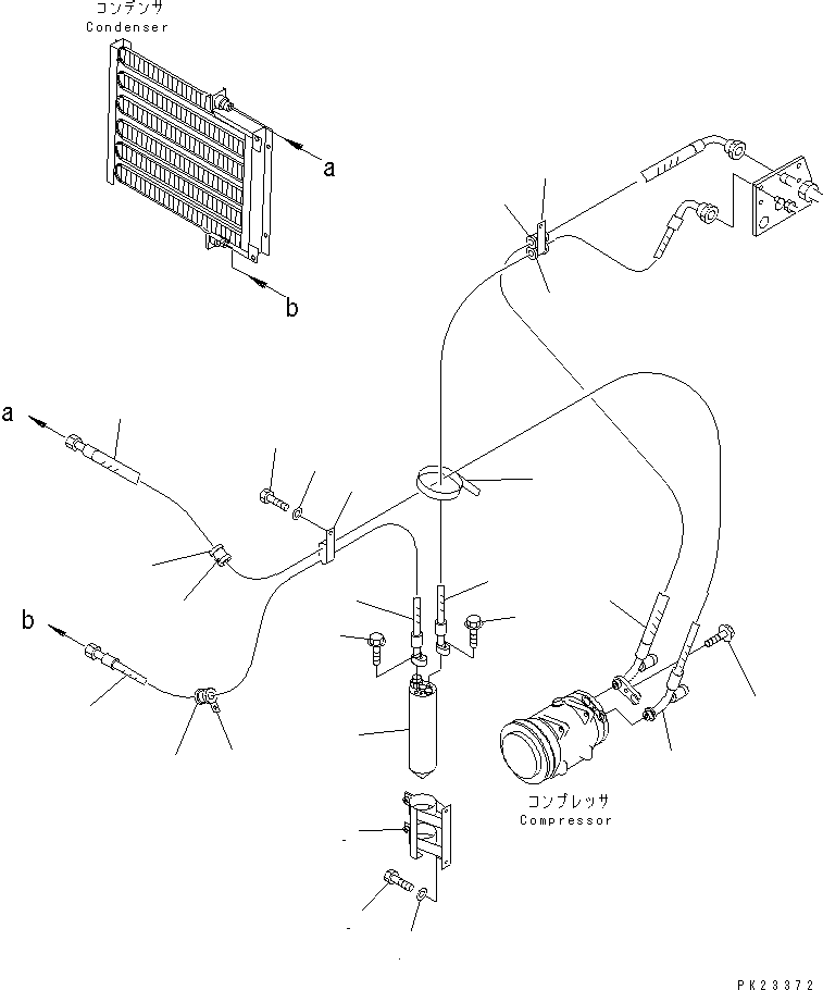 Dump Trucks Komatsu / HD205-3 S/N 1003-UP(hd205-3c) / AIR CONDITIONER (2/6) (AIR COMPRESSOR PIPING)(#2084-)(150330 : 5502A)