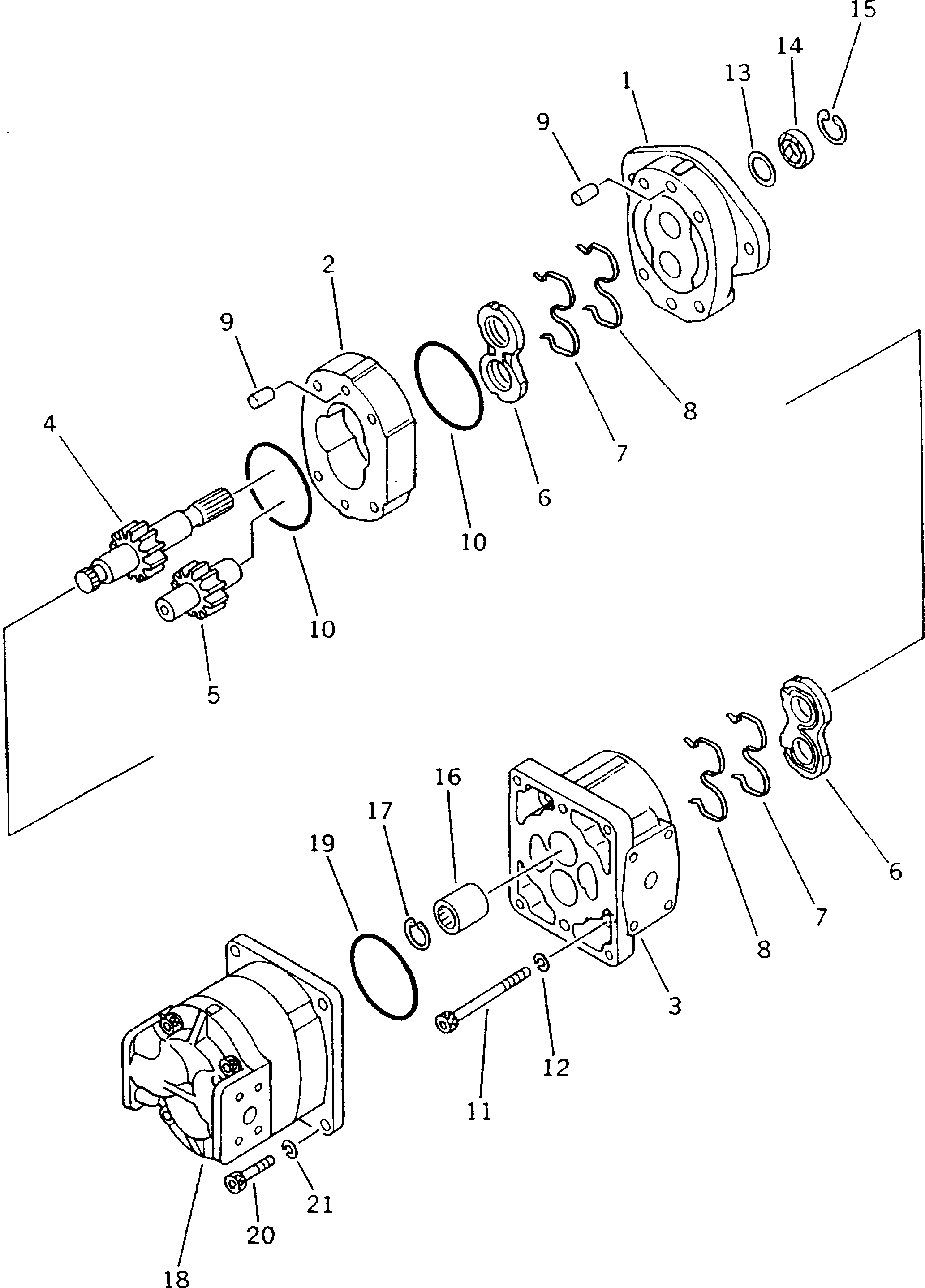 Dump Trucks Komatsu / HD205-3 S/N 1003-UP(hd205-3c) / HYDRAULIC PUMP (STEERING AND HOIST) (1/2) (EXCEPT JAPAN)(180010 : 6011)