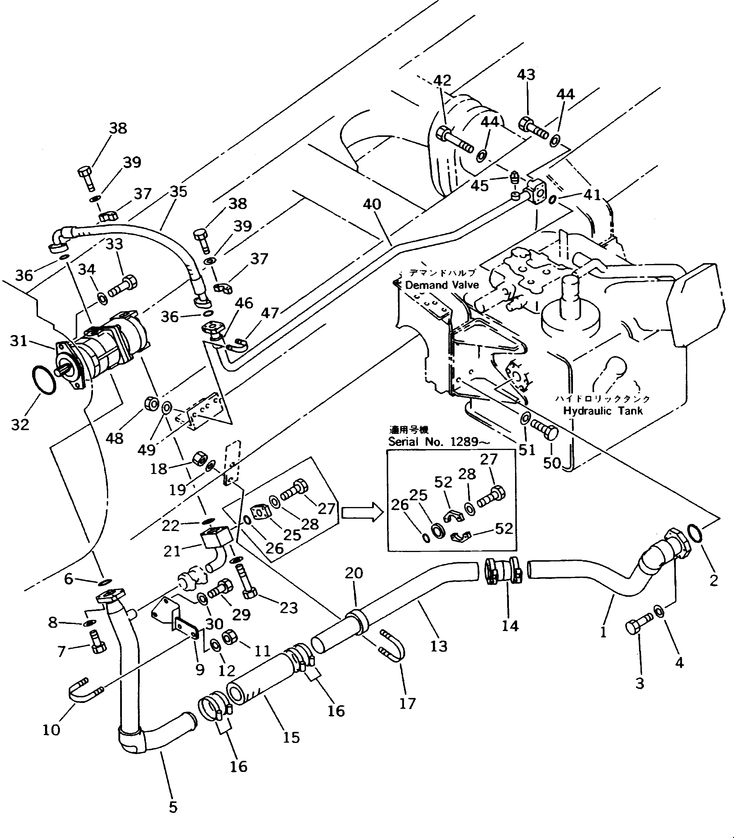Dump Trucks Komatsu / HD205-3 S/N 1003-UP(hd205-3c) / WORK EQUIPMENT PIPING (1/3) (TANK TO DEMAND VALVE)(#1266-2123)(180220 : 6401A)