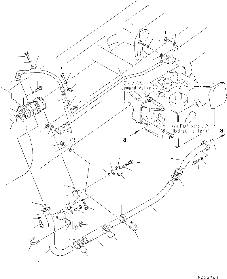 Dump Trucks Komatsu / HD205-3 S/N 1003-UP(hd205-3c) / WORK EQUIPMENT PIPING (1/3) (TANK TO DEMAND VALVE)(#2124-)(180230 : 6401B)